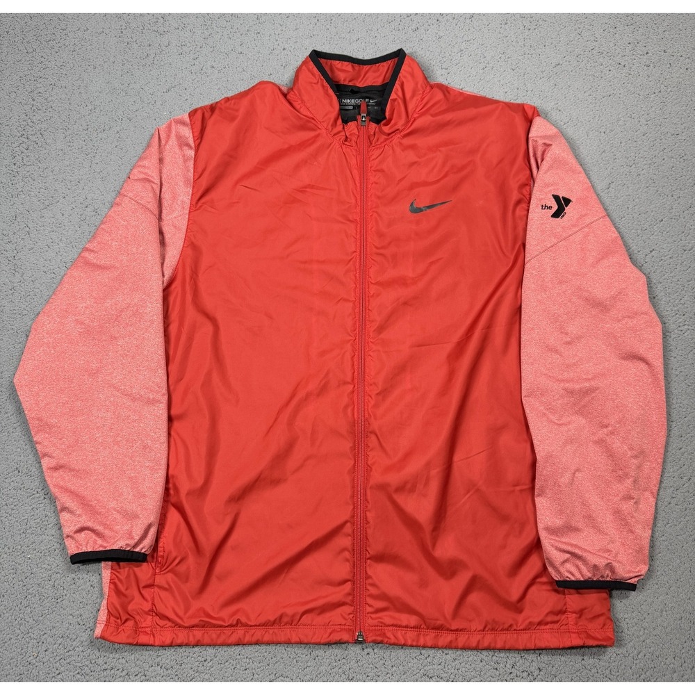 Nike Golf Jacket Mens 2XL Red Full Zip Windbreaker Athletic YMCA 726401-657